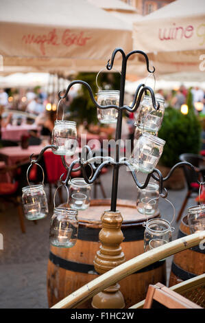 U Fukiera restaurant candle holder decoration Stock Photo