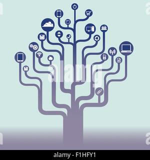 Abstract technology tree background with icons for Web or Print Stock Vector