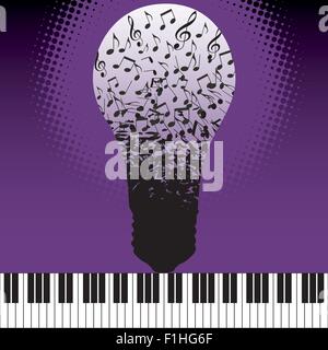 Musical ideas spring fourth from the keyboard in this vector background Stock Vector
