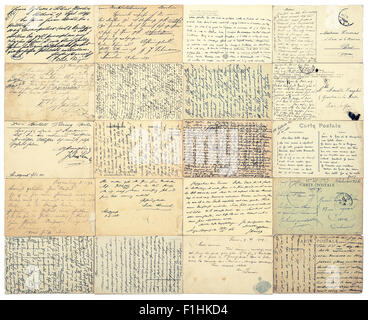 Antique handwritten undefined texts from ca. 1900. Grunge vintage toned paper background Stock Photo