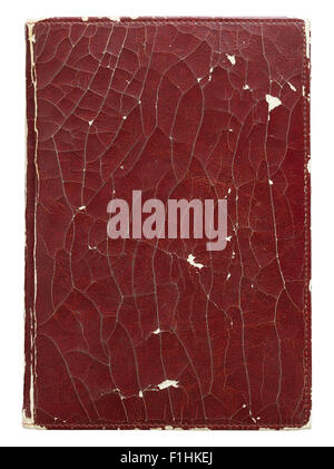 old leather book cover isolated on white with clipping path Stock Photo