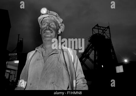 Miner at Tower colliery after his shift underground. The miners purchased their pit in the 190s after closure. Stock Photo