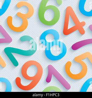 Colorful numbers wallpaper. Seamless background with 3D effect. Vector EPS10. Stock Vector