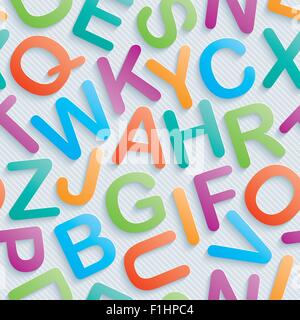Colorful alphabet wallpaper. Seamless background with 3D effect. Vector EPS10. Stock Vector