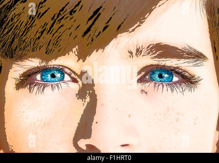 insightful look cartoon eyes. Stock Photo