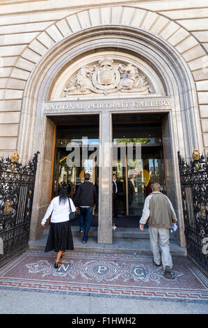 Entrance to the National Portrait Gallery, Charing Cross Road, London ...