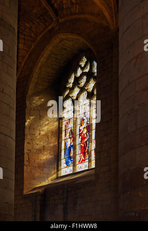 Stained glass window, Tewkesbury Abbey, Gloucestershire Stock Photo