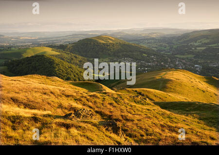 A summer evening viewed from the top of Caer Caradoc, Church Stretton, Shropshire, England, UK. Stock Photo