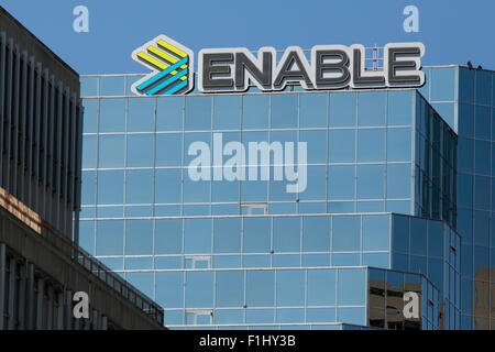 A logo sign outside of the headquarters of Enable Midstream Partners, in Oklahoma City, Oklahoma, on August 20, 2015 Stock Photo