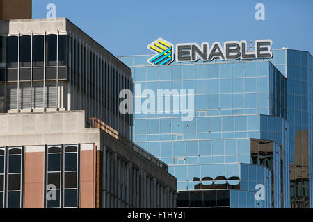 A logo sign outside of the headquarters of Enable Midstream Partners, in Oklahoma City, Oklahoma, on August 20, 2015 Stock Photo