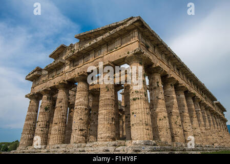 Second temple of Hera at Paestum archaeological site, one of the most well-preserved ancient Greek temples in the world, Provinc Stock Photo