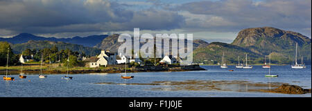 Sailing boats on Loch Carron moored at Plockton harbour, Ross and Cromarty, Highlands, Scotland, UK Stock Photo