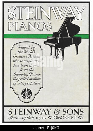 1920s advert. Magazine advertisement dated 1923 advertising Steinway Pianos Stock Photo