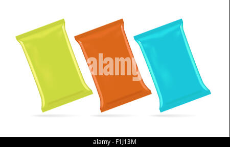 Vector illustration of foil bag for potato chips, coffee, sugar, snack, junk food, eps10 Stock Photo