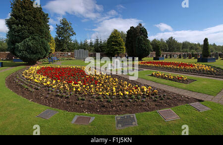 Wide shot of the Lockerbie PA103 memorial with names of the dead,in summer,Scotland,UK
