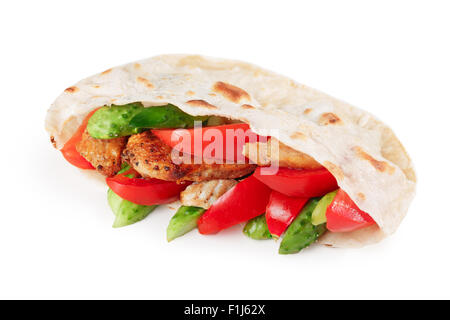 Gyros pita, a kind of shawarma with chicken and vegetables Stock Photo
