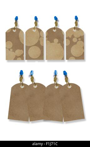 Cardboard Paper Price or Sale Tags Isolated on White. Two Different Blank Paper Tags Illustration. Stock Photo