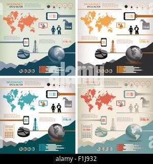 Four-in-One infographics—4 Color Schemes For The Price of One Stock Vector