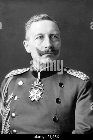 Kaiser Wilhelm II of Germany 1890–1914. Head and shoulders portrait of the Kaiser by the court photographer T. H. Voigt of Frankfurt, 1902. Stock Photo