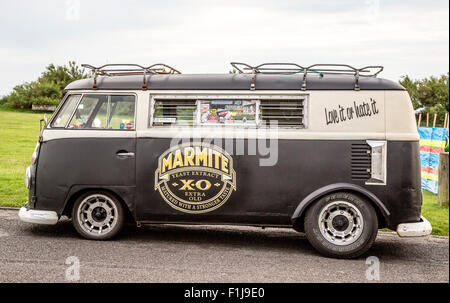 VW Camper Vans, split screen model, lined up at the VW show at Stanford ...