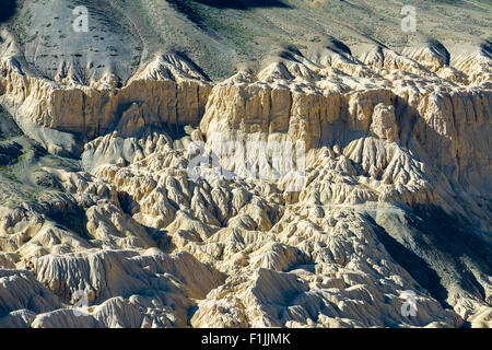 The Moonlands, a special type of yellow rocks, barren landscape, Lamayuru, Jammu and Kashmir, India Stock Photo