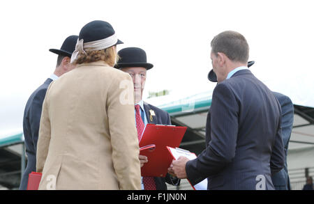 Stamford, UK. 2nd September, 2015. Land Rover Burghley Horse Trials 2015, Stamford England. Grand Jury during the First Inspection Credit:  Julie Badrick/Alamy Live News Stock Photo