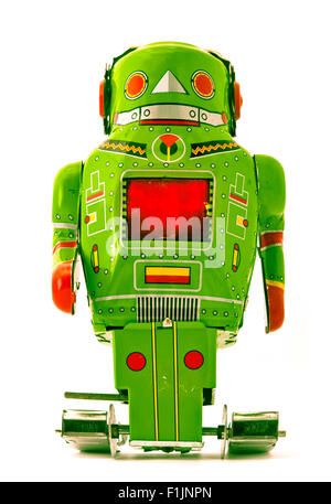 retro green robot toy Stock Photo