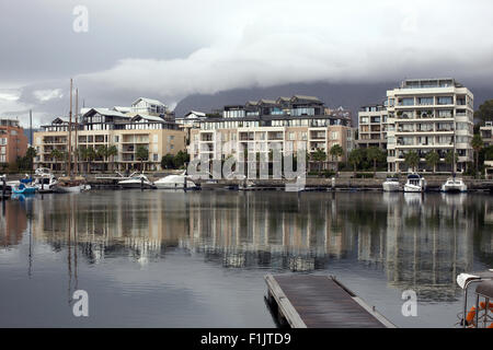 Yachts anchored in harbour, Cape Town Stock Photo