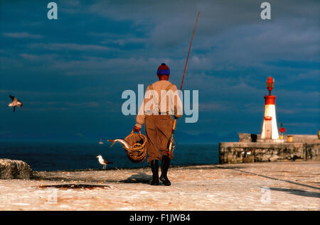 Fisherman Kalk Bay Harbour, Cape Town Western Cape, South Africa Stock Photo