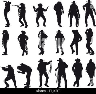 Silhouettes of cowboy Stock Photo