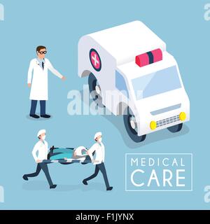 flat 3d isometric design of medical care concept Stock Vector