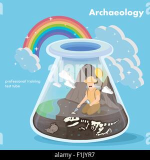 flat 3d isometric design of archaeology concept Stock Vector