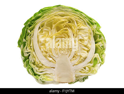Green salad cabbage part isolated on white background Stock Photo