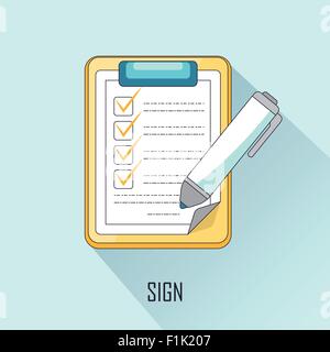 business concept: signing contract in line style Stock Vector