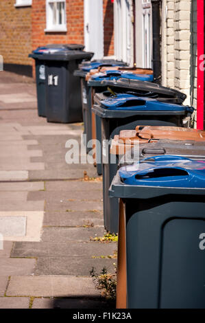 Full bins awaiting rubbish collection on Halewood Road in Knowsley ...