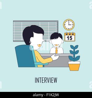 finding job concept: interview in line style Stock Vector