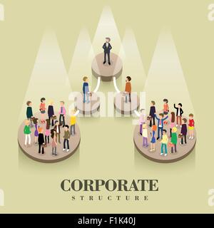 flat 3d isometric design of corporate structure concept Stock Vector