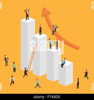 flat 3d isometric design of growing business concept Stock Vector