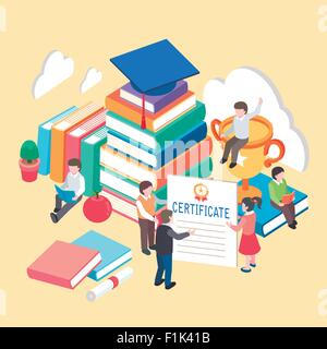 flat 3d isometric design of knowledge is power concept Stock Vector