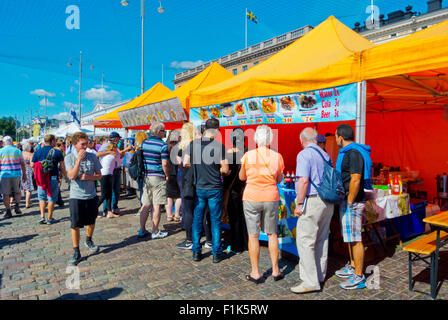 Food and drink stalls, Kauppatori, market square, Helsinki, Finland, Europe Stock Photo