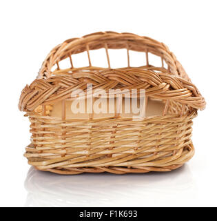 wicker basket isolated on white background Stock Photo