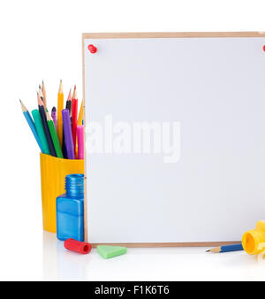 school supplies isolated on white background Stock Photo