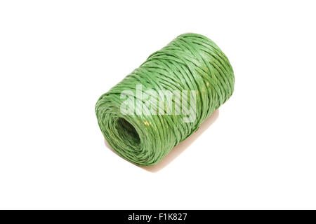 bundle of plastic rope on white background Stock Photo