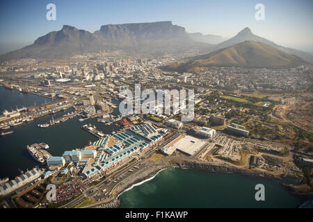 Aerial of Cape Town Harbor Stock Photo