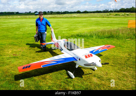 Enthusiasts fly large model aircraft at Strathaven Airfield during the 3rd Scottish Model Air Show Stock Photo