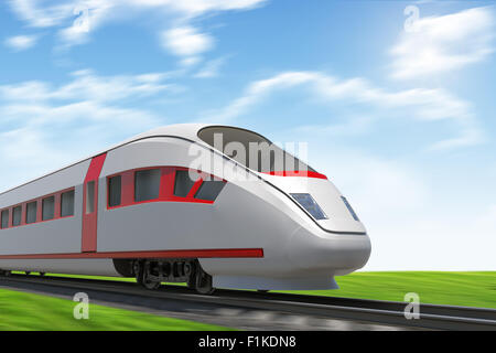 Train moving on rail-tracks Stock Photo - Alamy