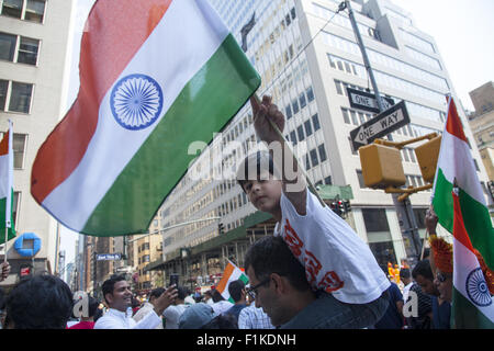 35th Annual Indian Independence Day Parade on Madison Ave. in NYC on Aug.16, 2015 Stock Photo