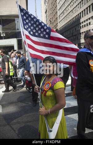 35th Annual Indian Independence Day Parade on Madison Ave. in NYC on Aug.16, 2015 Stock Photo