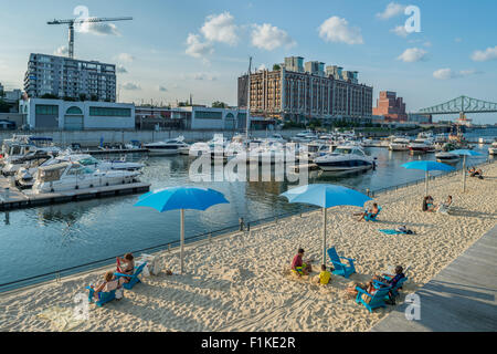 Montreal Clock Tower beach on Saint Lawrence river Stock Photo