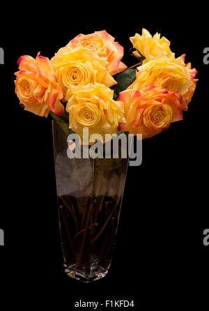 orange and yellow artificial flowers cutout Stock Photo